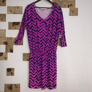 Lilly Pulitzer Size XS Cara Dress Drop Waist Pop Pink / Got Lucky Blouson Womens